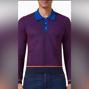 Wales Bonner Valley Knitted Polo Long Sleeve Size Large